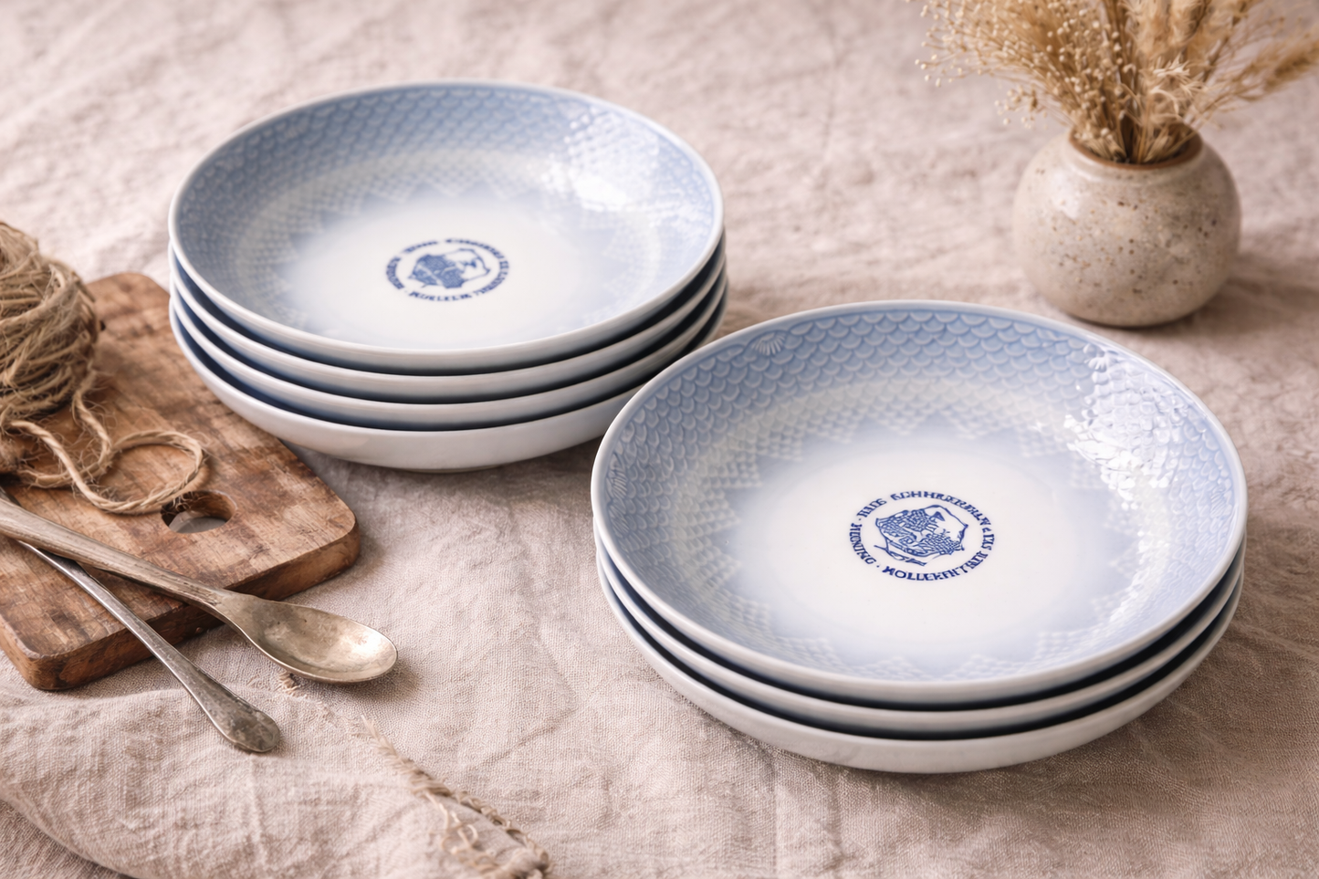 Bing & Grøndahl – 6 stk. dybe tallerkner i klassisk blå