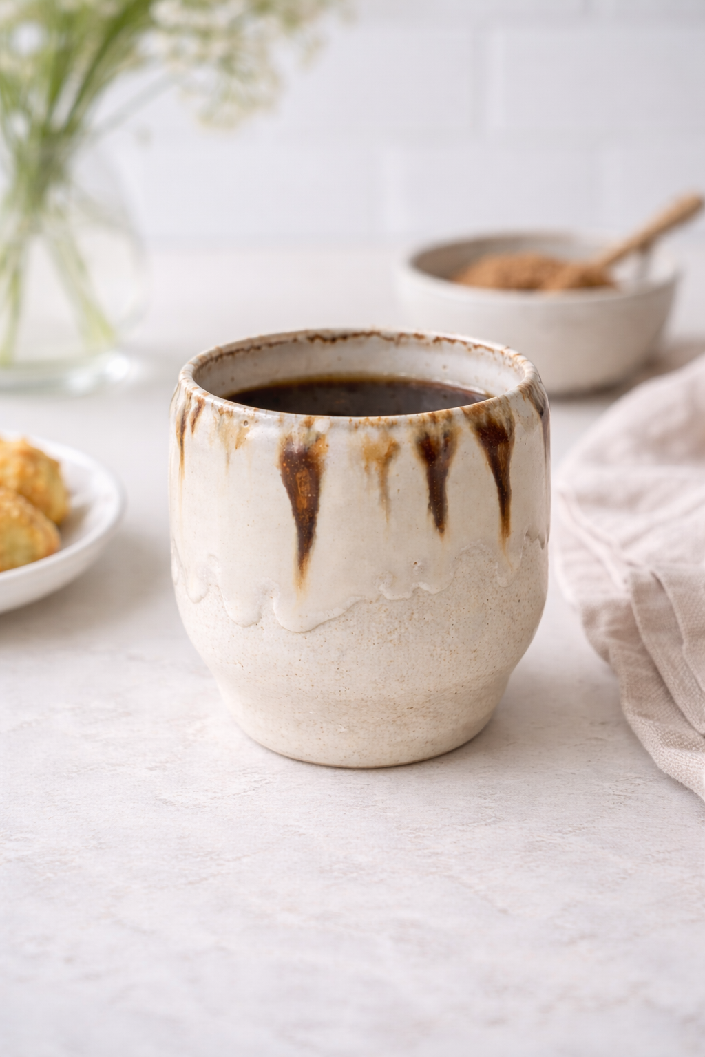 Hånddrejet kaffekop i stentøj