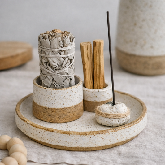Røgelsesbakke i stentøj – til salvie, palo santo og stilhed